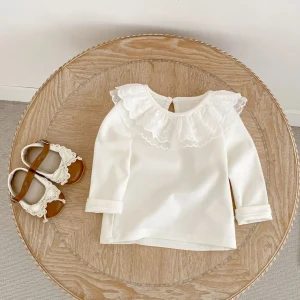 Girls Lace Collar Long Sleeve Top