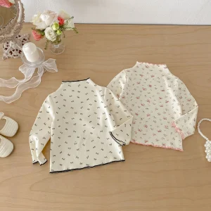 Girls Floral High Neck Top