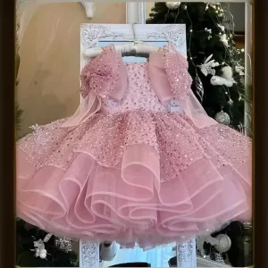 Girls Sequin Princess Bow Dress