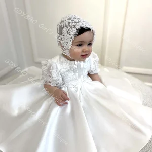 White Baby Girl Baptism Christening Dress Set